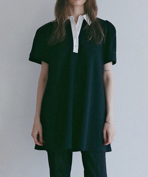 MANOF(マノフ)の「ROUND SLEEVE POLO TOPS(その他トップス・レディース・ブラック/ホワイト・F)」の13枚目の写真