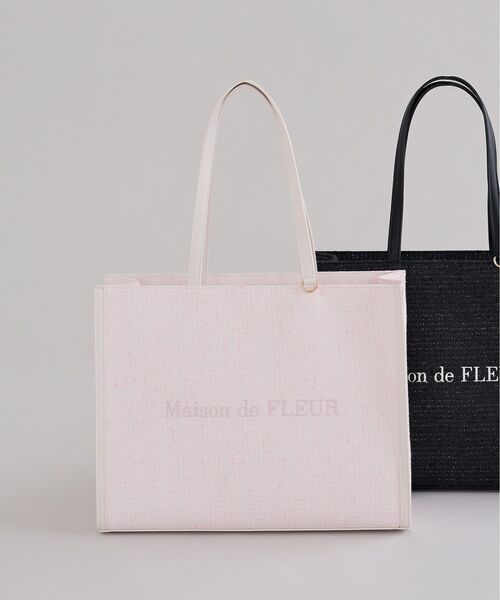 Maison de FLEUR(メゾンドフルール)の「ツイードキャリーオントートバッグ(トートバッグ・レディース・ブラック/ピンク・FREE)」の2枚目の写真