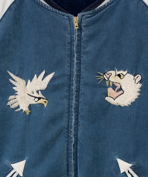 REMI RELIEF(レミレリーフ)の「【イベント限定】【別注】REMI RELIEF / Souvenir Jacket Tiger Indigo(スカジャン・メンズ・インディゴブルー・XX-LARGE/X-LARGE/LARGE/MEDIUM/SMALL)」の5枚目の写真