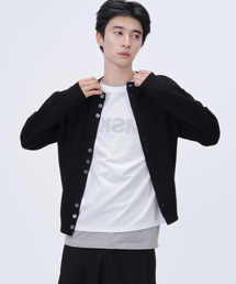 Dual knit cardigan BLACK