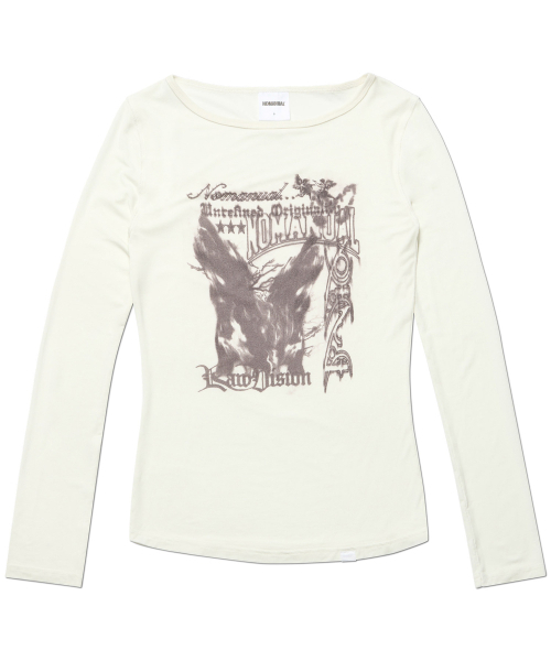 NOMANUAL(NOMANUAL)の「RAW SKETCHED LONG SLEEVE TEE - WHITE(Tシャツ/カットソー・レディース・その他・SMALL/MEDIUM/LARGE)」の3枚目の写真