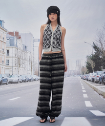 SOMSOC（ソムソック）の「TAGE STRIPE TERRY PANTS_BLACK（その他パンツ）」