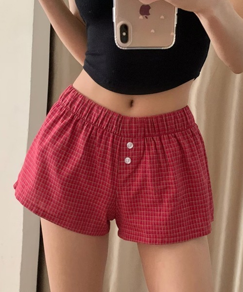 Ressaca(レサーカ)の「チェック柄イージーショートパンツ(その他パンツ・レディース・レッド/ブルー/ピンク/ブラック・M)」の4枚目の写真