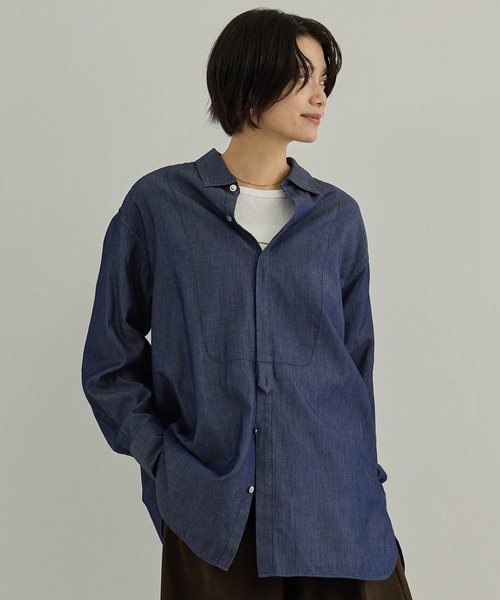 SALON adam et rope'(サロン アダム エ ロペ)の「3ozデニムドレスシャツ(シャツ/ブラウス・レディース・ブラック/ブルー系その他4・FREE)」の20枚目の写真