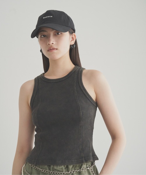 SOEMIN(ソミン)の「Pigment sleeveless top/ピグメントタンクトップ(タンクトップ・レディース・カーキ/ブラック/グレー・FREE)」の14枚目の写真