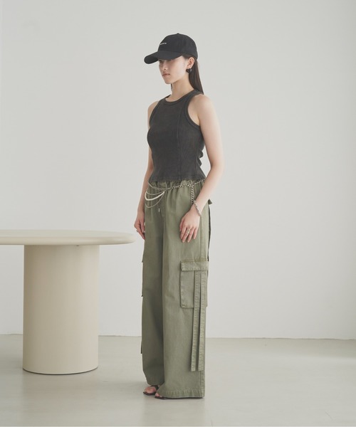 SOEMIN(ソミン)の「Pigment sleeveless top/ピグメントタンクトップ(タンクトップ・レディース・カーキ/ブラック/グレー・FREE)」の18枚目の写真