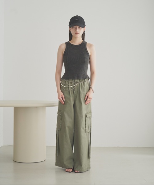 SOEMIN(ソミン)の「Pigment sleeveless top/ピグメントタンクトップ(タンクトップ・レディース・カーキ/ブラック/グレー・FREE)」の12枚目の写真