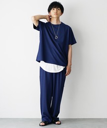 MinoriTY（マイノリティ）の「【MinoriTY】ストラクチャーオーバーサイズTシャツ+ワイドパンツ メンズ  セットアップ  夏服 ユニセックス 半袖（セットアップ）」
