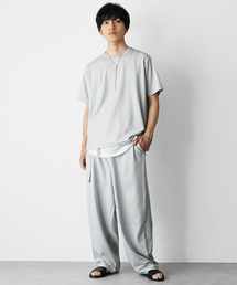 MinoriTY | 【MinoriTY】ストラクチャーオーバーサイズＴシャツ+ワイドパンツ メンズ  セットアップ  夏服 ユニセックス 半袖(セットアップ)