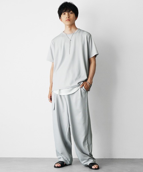 MinoriTY】ストラクチャーオーバーサイズTシャツ+ワイドパンツ メンズ
