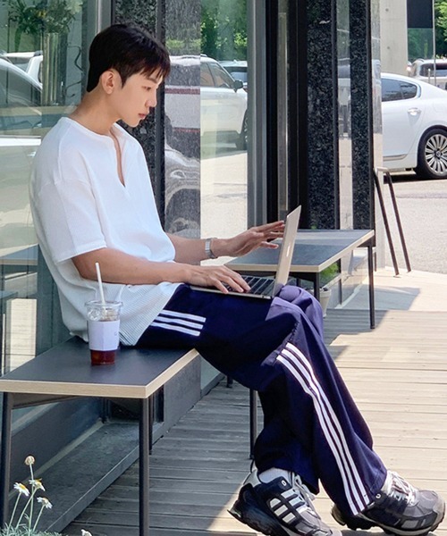 NOWLE（ノウル）の「【NOWLE】凹凸ワッフル サーマル ヘンリーネック 半袖 Tシャツ/ アーバンリラックス ショートスリーブ トップス（Tシャツ/カットソー・メンズ・ホワイト/グレー/ブラック・MEDIUM/LARGE/X-LARGE）」の6枚目の写真