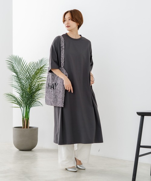fort point(フォーポイント)の「【C-FORTPOINT/フォートポイント】【涼感素材使用・吸水速乾・UVカット機能付き】ウエストドロスト 5分袖ワンピース スタイルアップ効果 両脇ポケット付き ドライタッチ 体形カバー リゾート カジュアル レイヤード(ワンピース・レディース・ブラック/チャコールグレー/ブラウン・FREE)」の12枚目の写真
