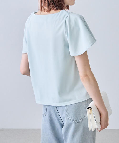 each（イーチ）の「【接触冷感】袖フレアとろみ半袖Tシャツ（Tシャツ/カットソー・レディース・ブルー/ネイビー/ミント/ホワイト・FREE）」の18枚目の写真