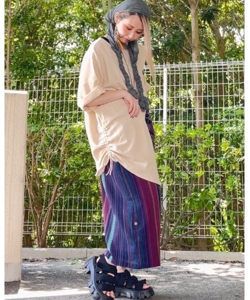 チャイハネ(チャイハネ)の「【チャイハネ】ラヤナMEN'Sトップス(その他トップス・メンズ・オレンジ/ブラック/ベージュ・FREE)」の13枚目の写真