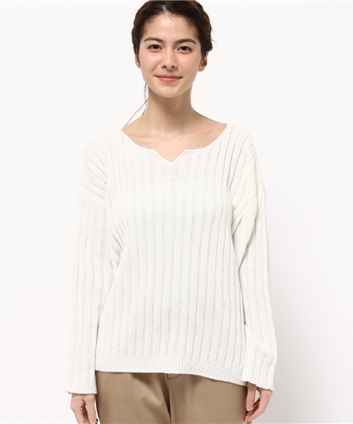 Kastane（カスタネ）の「ワイドリブプルオーバー（ニット/セーター・レディース・カーキ/ピンクベージュ/アイボリー・FREE）」の7枚目の写真
