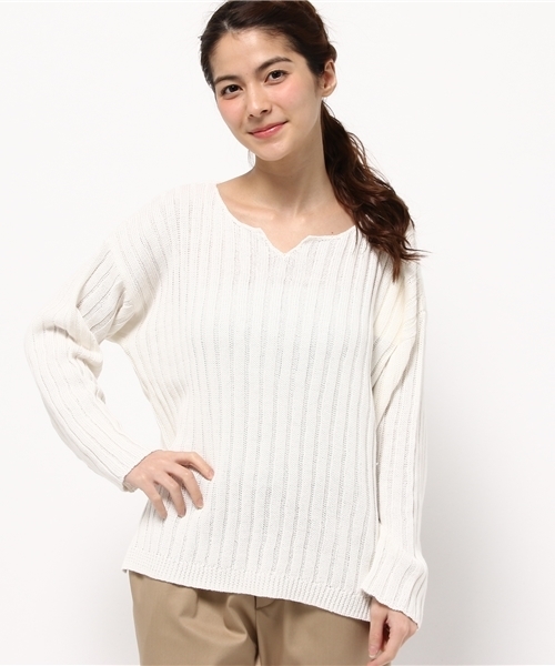 Kastane（カスタネ）の「ワイドリブプルオーバー（ニット/セーター・レディース・カーキ/ピンクベージュ/アイボリー・FREE）」の11枚目の写真