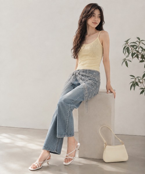 KONVINI(コンビニ)の「【KONVINI select】レースラップスカート レディース レイヤードスカート 重ね着 シアーレース バレエコア 韓国ファッション(スカート・レディース・ホワイト/ブラック/グレー・FREE)」の1枚目の写真