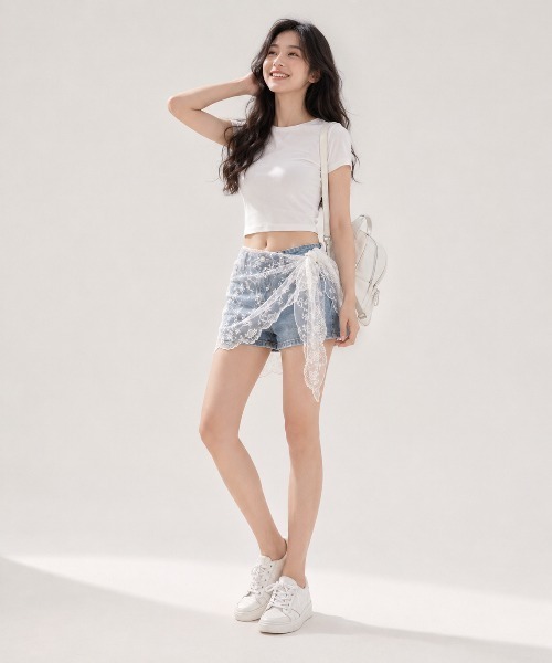 KONVINI(コンビニ)の「【KONVINI select】レースラップスカート レディース レイヤードスカート 重ね着 シアーレース バレエコア 韓国ファッション(スカート・レディース・ホワイト/ブラック/グレー・FREE)」の16枚目の写真