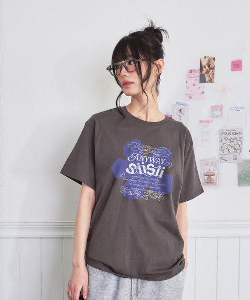 PAGESIISII(ページシシ)の「ノートフラワープリンティング半袖Tシャツチャコール(Tシャツ/カットソー・レディース・その他・SMALL/MEDIUM/LARGE)」の2枚目の写真