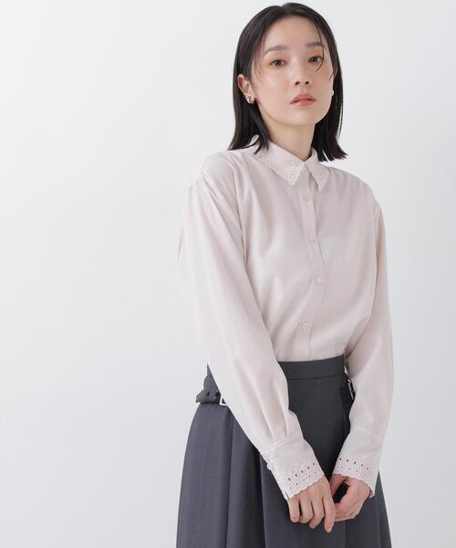 NATURAL BEAUTY BASIC(ナチュラルビューティーベーシック)の「エンブロイダリーカラーシャツ(シャツ/ブラウス・レディース・オフホワイト/ピンク/ブルー系その他2・フリ-)」の3枚目の写真