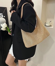 ラフィア調 編み込みワンショルダーバッグ