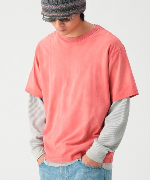 BEAMS(ビームス)の「レイヤード フェード ロングスリーブ Tシャツ(Tシャツ/カットソー・メンズ・レッド系その他/ブラック系その他・X-LARGE/LARGE/SMALL/MEDIUM)」の1枚目の写真