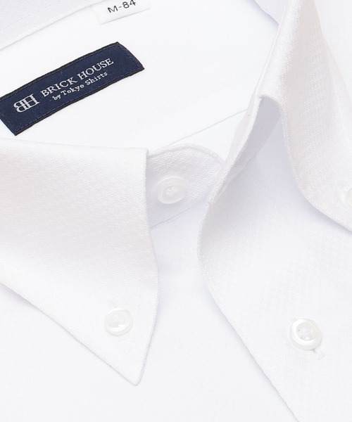 TOKYO SHIRTS（トウキョウシャツ）の「【吸水速乾】【COFREX】 形態安定ノンアイロン ボタンダウン 長袖ビジネスワイシャツ（ビジネスシャツ・メンズ・ホワイト・首回り41cm-裄丈86cm/首回り37cm-裄丈84cm/首回り39cm-裄丈80cm/首回り39cm-裄丈84cm/首回り41cm-裄丈82cm/首回り42cm-裄丈82cm/首回り42cm-裄丈86cm/首回り43cm-裄丈82cm/首回り43cm-裄丈86cm/首回り37cm-裄丈80cm）」の2枚目の写真