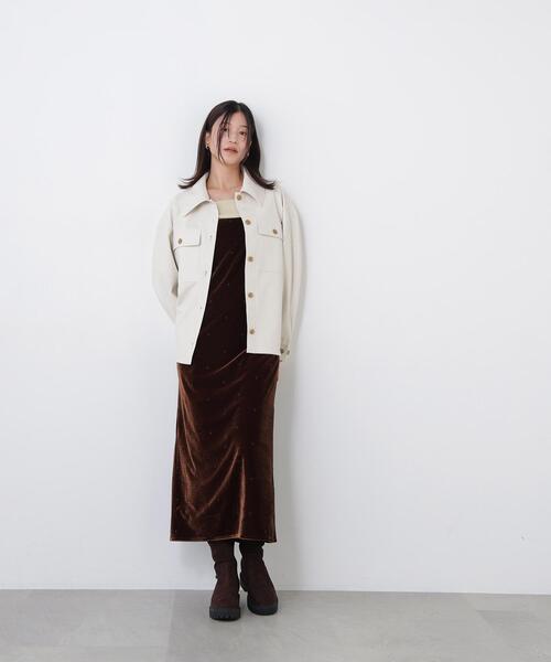 N.(N. Natural Beauty Basic)(エヌエヌナチュラルビューティーベーシック)の「フェイクレザーCPOジャケット(その他アウター・レディース・ブラウン/オフホワイト・MEDIUM/SMALL)」の3枚目の写真