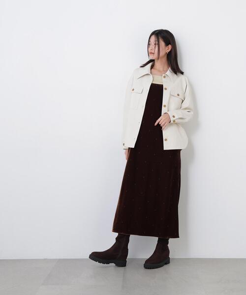 N.(N. Natural Beauty Basic)(エヌエヌナチュラルビューティーベーシック)の「フェイクレザーCPOジャケット(その他アウター・レディース・ブラウン/オフホワイト・MEDIUM/SMALL)」の5枚目の写真
