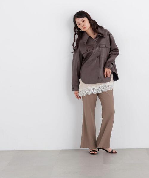 N.(N. Natural Beauty Basic)(エヌエヌナチュラルビューティーベーシック)の「フェイクレザーCPOジャケット(その他アウター・レディース・ブラウン/オフホワイト・MEDIUM/SMALL)」の11枚目の写真