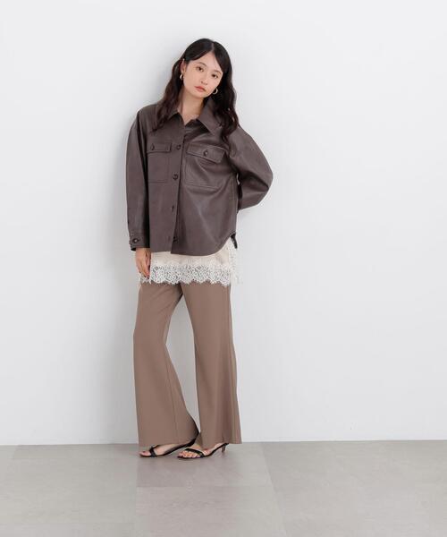 N.(N. Natural Beauty Basic)(エヌエヌナチュラルビューティーベーシック)の「フェイクレザーCPOジャケット(その他アウター・レディース・ブラウン/オフホワイト・MEDIUM/SMALL)」の13枚目の写真