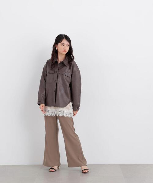 N.(N. Natural Beauty Basic)(エヌエヌナチュラルビューティーベーシック)の「フェイクレザーCPOジャケット(その他アウター・レディース・ブラウン/オフホワイト・MEDIUM/SMALL)」の15枚目の写真