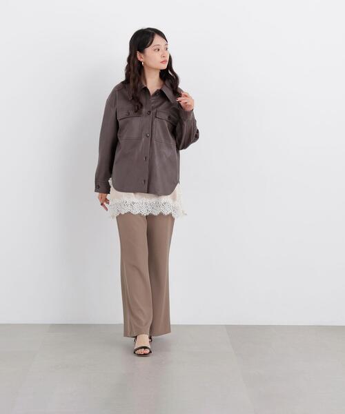 N.(N. Natural Beauty Basic)(エヌエヌナチュラルビューティーベーシック)の「フェイクレザーCPOジャケット(その他アウター・レディース・ブラウン/オフホワイト・MEDIUM/SMALL)」の17枚目の写真
