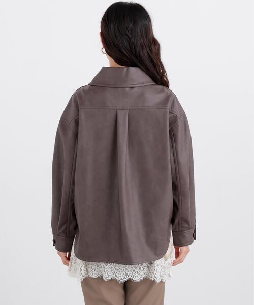 N.(N. Natural Beauty Basic)(エヌエヌナチュラルビューティーベーシック)の「フェイクレザーCPOジャケット(その他アウター・レディース・ブラウン/オフホワイト・MEDIUM/SMALL)」の19枚目の写真