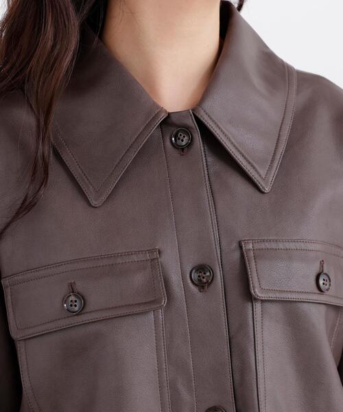 N.(N. Natural Beauty Basic)(エヌエヌナチュラルビューティーベーシック)の「フェイクレザーCPOジャケット(その他アウター・レディース・ブラウン/オフホワイト・MEDIUM/SMALL)」の20枚目の写真