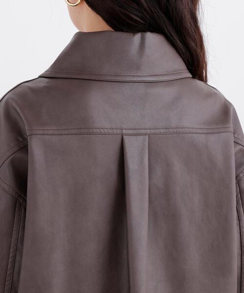 N.(N. Natural Beauty Basic)(エヌエヌナチュラルビューティーベーシック)の「フェイクレザーCPOジャケット(その他アウター・レディース・ブラウン/オフホワイト・MEDIUM/SMALL)」の21枚目の写真