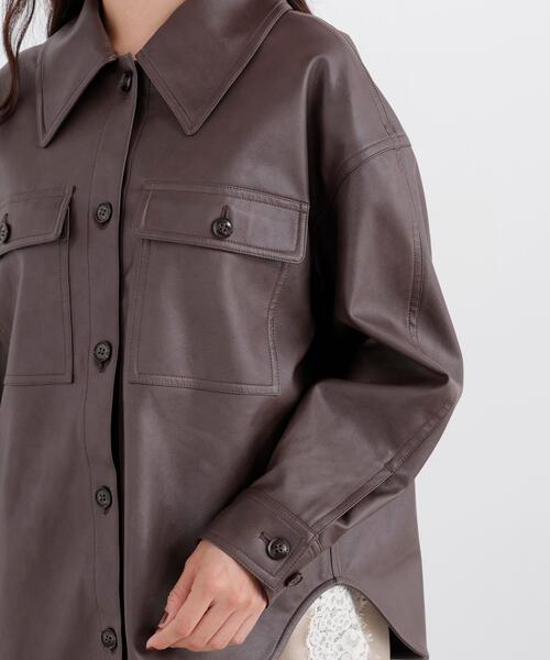 N.(N. Natural Beauty Basic)(エヌエヌナチュラルビューティーベーシック)の「フェイクレザーCPOジャケット(その他アウター・レディース・ブラウン/オフホワイト・MEDIUM/SMALL)」の22枚目の写真