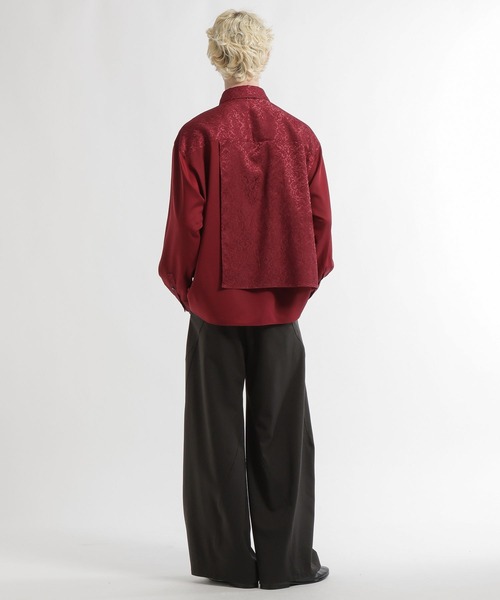 HARE（ハレ）の「【SET UP対応】ジャガードアシメプリーツシャツLS(HARE)（シャツ/ブラウス・メンズ・レッド/ブラック/ネイビー・FREE）」の10枚目の写真