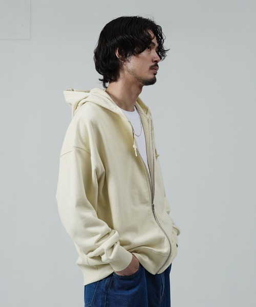 jiggys shop(ジギーズショップ)の「ピグメントジップアップ裏毛パーカー(パーカー・メンズ・ブラック/アイボリー・SMALL/MEDIUM/LARGE)」の3枚目の写真
