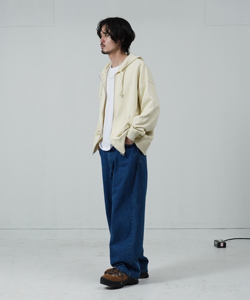 jiggys shop(ジギーズショップ)の「ピグメントジップアップ裏毛パーカー(パーカー・メンズ・ブラック/アイボリー・SMALL/MEDIUM/LARGE)」の5枚目の写真