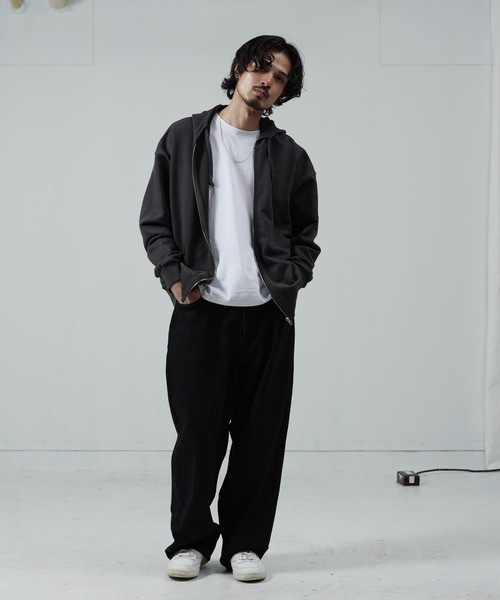 jiggys shop(ジギーズショップ)の「ピグメントジップアップ裏毛パーカー(パーカー・メンズ・ブラック/アイボリー・SMALL/MEDIUM/LARGE)」の10枚目の写真