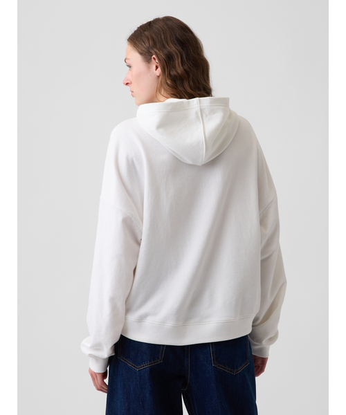 GAP(ギャップ)の「リラックスフィット クロップド GAPロゴ フレンチテリーパーカー(スウェット・レディース・ホワイト/ブラック/グレー・XXS/XL/XS/L/M/S)」の8枚目の写真