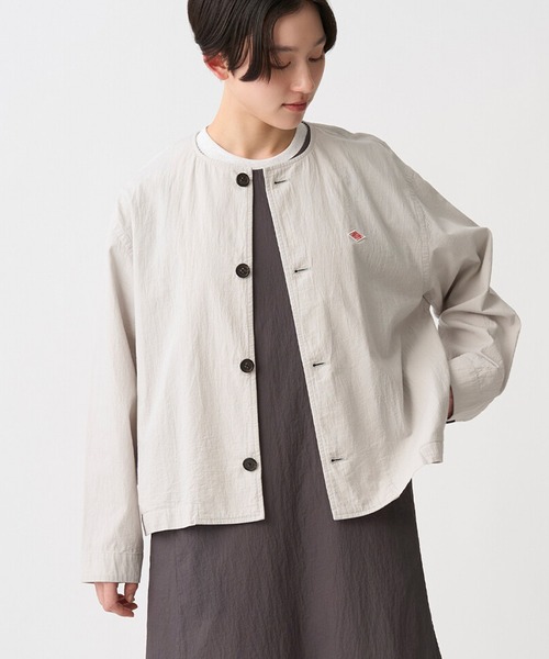 DANTON(ダントン)の「Women's Organic Cotton Washer Collarless Shirt(シャツ/ブラウス・レディース・ネイビー/オリーブ/ライトグレー・36/38)」の2枚目の写真