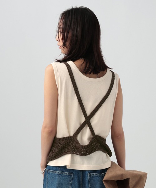 BAYFLOW（ベイフロー）の「[単品使いも可]ニットキャミレイヤードノースリーブ（Tシャツ/カットソー・レディース・ブラウン/イエロー・FREE）」の8枚目の写真