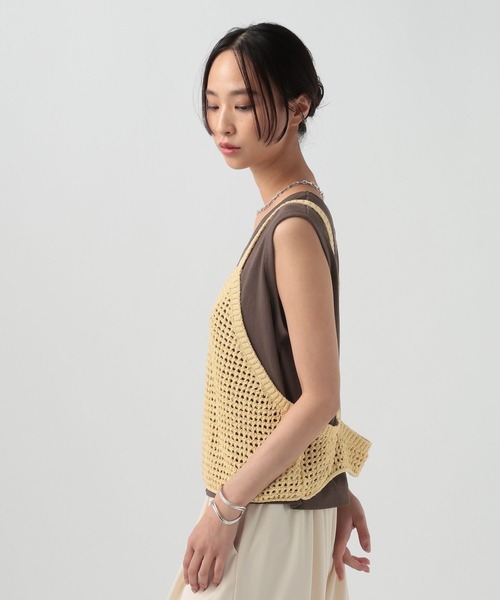 BAYFLOW（ベイフロー）の「[単品使いも可]ニットキャミレイヤードノースリーブ（Tシャツ/カットソー・レディース・ブラウン/イエロー・FREE）」の15枚目の写真