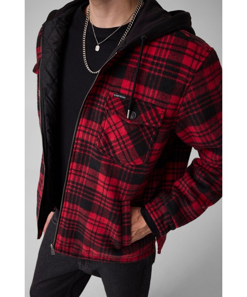 GUESS JEANS(ゲスジーンズ)の「GUESS JEANS Hooded Flannel Shirt アウター ジャケット(その他アウター・メンズ・レッド系その他・LARGE/SMALL/X-LARGE/MEDIUM)」の4枚目の写真