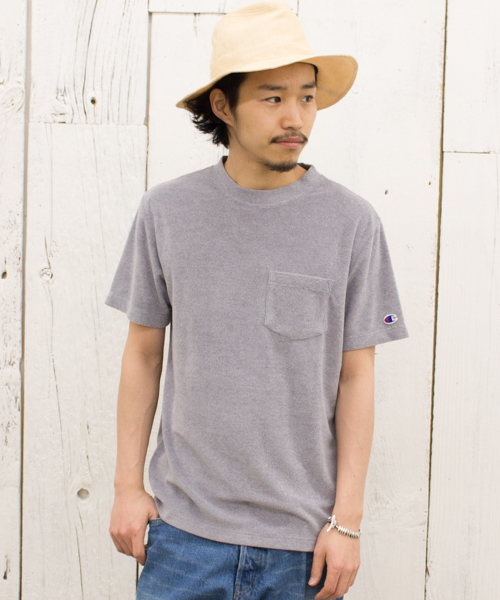 Champion（チャンピオン）の「【Champion/チャンピオン】×【Ciaopanic】 別注　T/CテリークロスパイルポケットＴ（Tシャツ/カットソー・メンズ・ホワイト/グレー/ネイビー・LARGE/MEDIUM）」の2枚目の写真