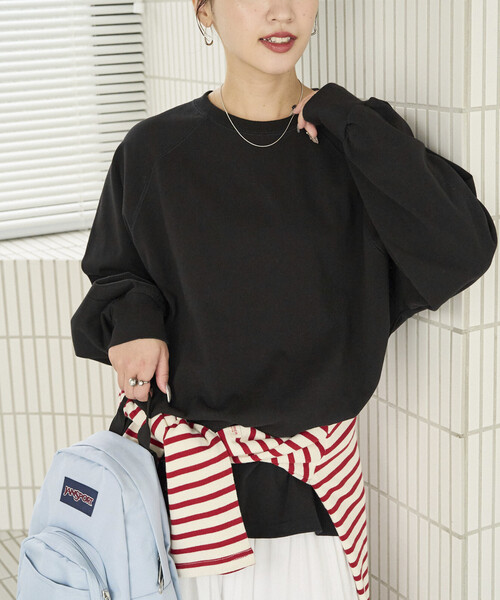 FREAK'S STORE(フリークスストア)の「限定展開 USAコットン ラグラン ロングスリーブ Tシャツ(Tシャツ/カットソー・レディース・ダークブラウン/ブラック/ネイビー/その他/ナチュラル/その他1/ワイン/オリーブ/グレー・フリ-)」の2枚目の写真
