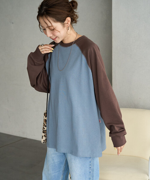 FREAK'S STORE(フリークスストア)の「限定展開 USAコットン ラグラン ロングスリーブ Tシャツ(Tシャツ/カットソー・レディース・ダークブラウン/ブラック/ネイビー/その他/ナチュラル/その他1/ワイン/オリーブ/グレー・フリ-)」の10枚目の写真
