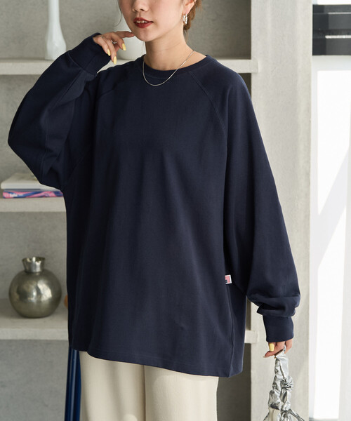 FREAK'S STORE(フリークスストア)の「限定展開 USAコットン ラグラン ロングスリーブ Tシャツ(Tシャツ/カットソー・レディース・ダークブラウン/ブラック/ネイビー/その他/ナチュラル/その他1/ワイン/オリーブ/グレー・フリ-)」の22枚目の写真